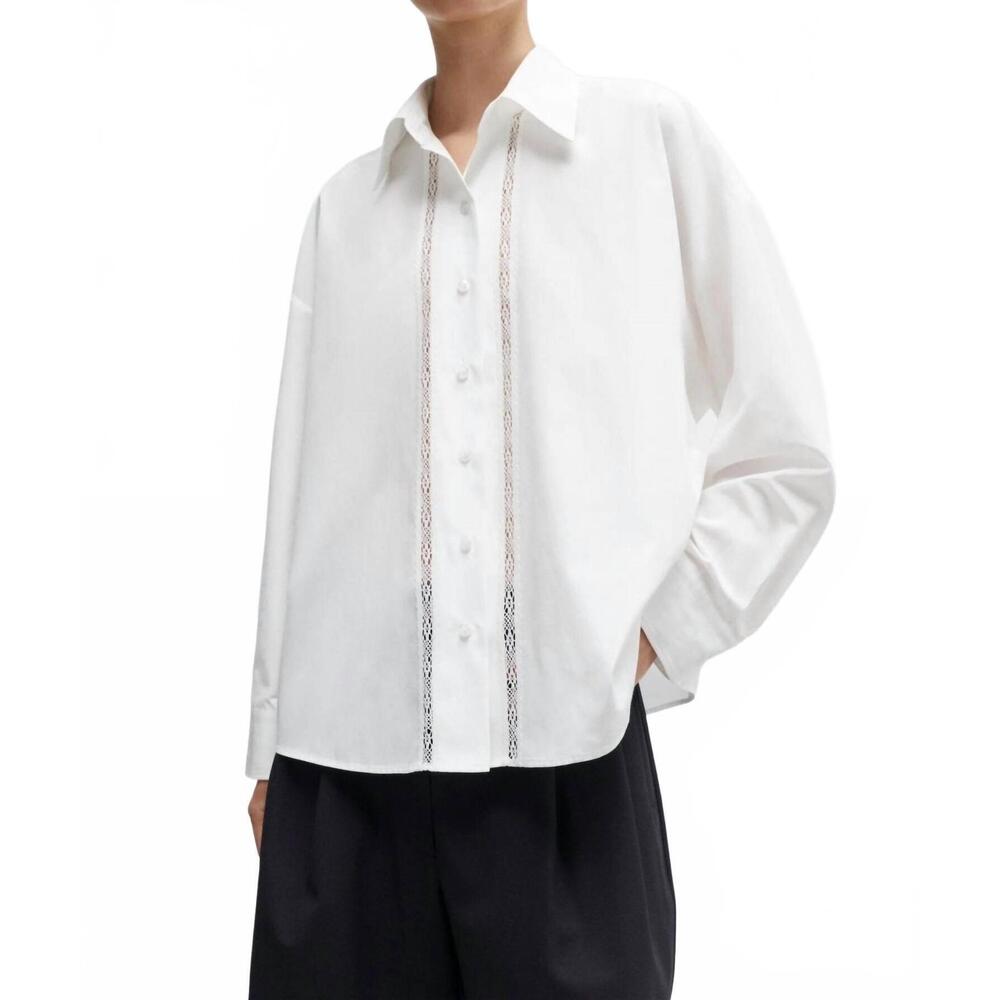 NEW CORDERA lace button down shirt in white